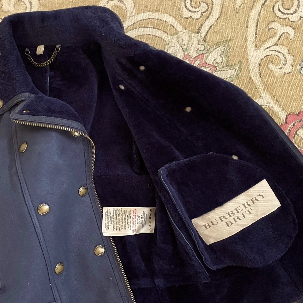 Burberry | Blue Merino Shearling Moto/Biker Jacket, Sz 14 (fits 6-8*) ♥ NWOT - Picture 7 of 11